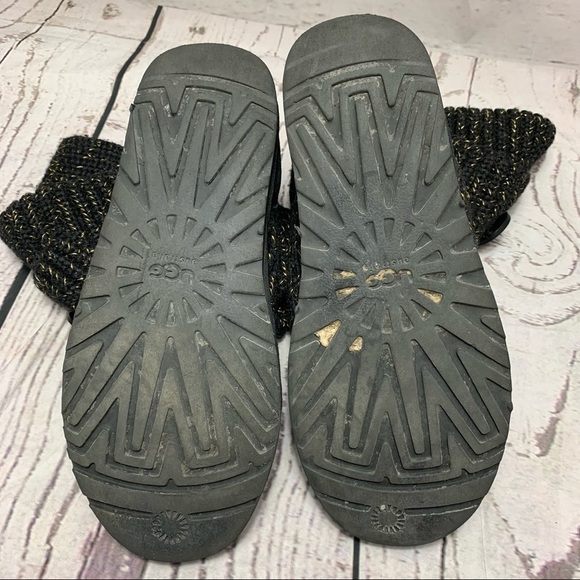 Ugg Cardy Classic Knit Sweater Boots Metallic Gold/Black - Picture 8 of 9